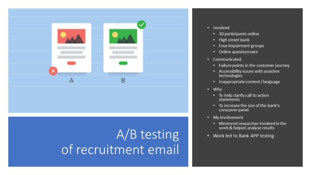A/B testing of recruitment email
